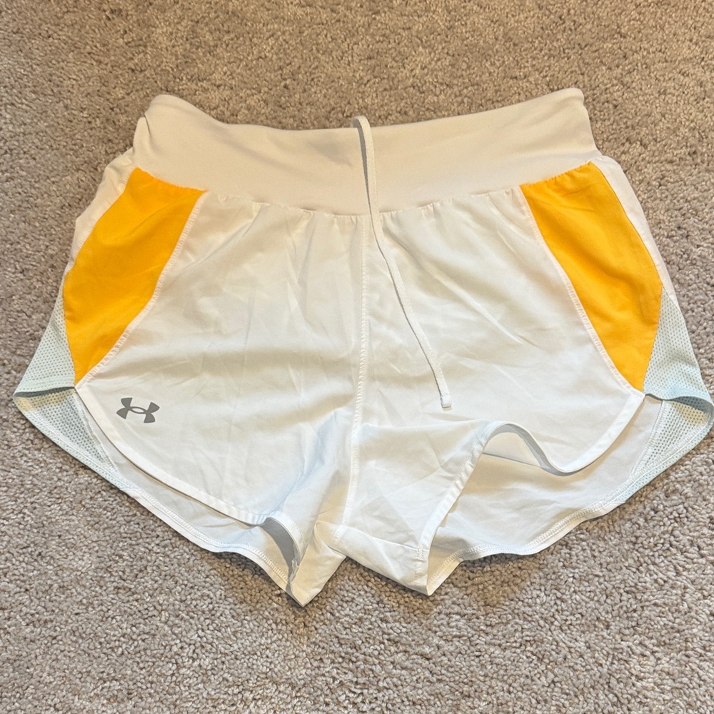 Under Armour Women's Athletic Shorts in White and Yellow